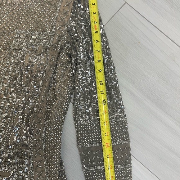 Scala Women's Sequin Embellished Silver Pewter Dress Sz 8 - Picture 8 of 10